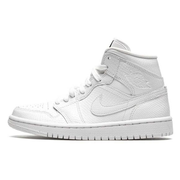 NIKE Air Jordan 1 Mid 'White Snakeskin" Size 10.5 - Picture 1 of 10